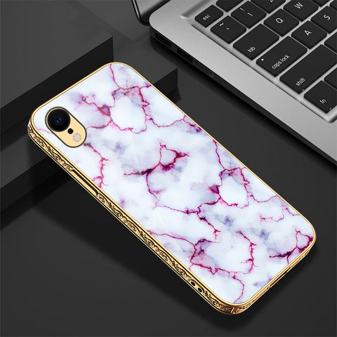 iPhone XR Cover - White Marble Series - Premium Electroplated Shutterproof Case Soft Silicon Borders Case