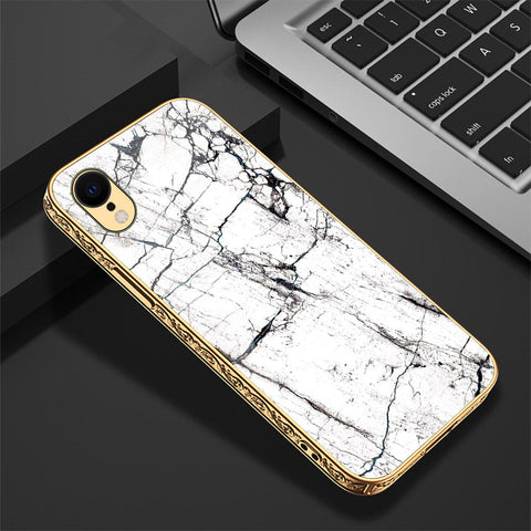 iPhone XR Cover - White Marble Series 2 - Premium Electroplated Shutterproof Case Soft Silicon Borders Case