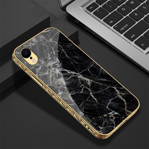 iPhone XR Cover - Black Marble Series - Premium Electroplated Shutterproof Case Soft Silicon Borders Case