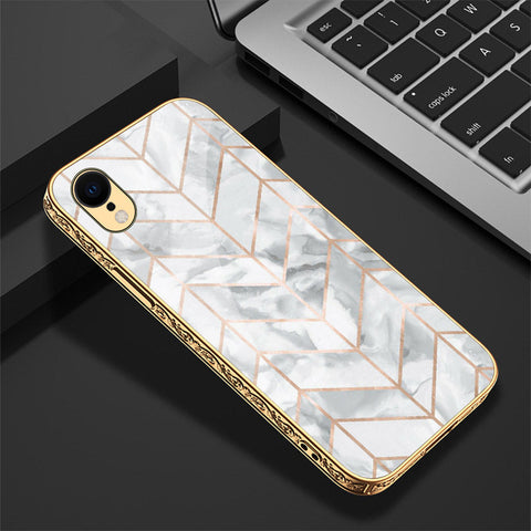 iPhone XR Cover - White Marble Series 2 - Premium Electroplated Shutterproof Case Soft Silicon Borders Case