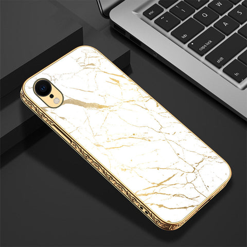 iPhone XR Cover - White Marble Series 2 - Premium Electroplated Shutterproof Case Soft Silicon Borders Case
