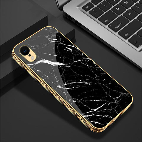 iPhone XR Cover - Black Marble Series - Premium Electroplated Shutterproof Case Soft Silicon Borders Case