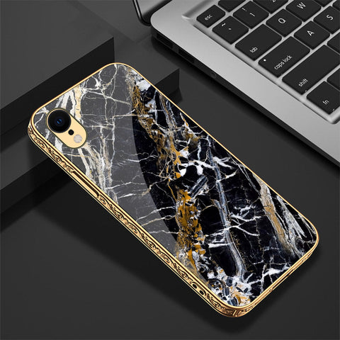 iPhone XR Cover - Black Marble Series - Premium Electroplated Shutterproof Case Soft Silicon Borders Case