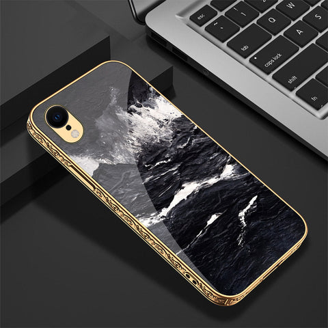 iPhone XR Cover - Black Marble Series - Premium Electroplated Shutterproof Case Soft Silicon Borders Case