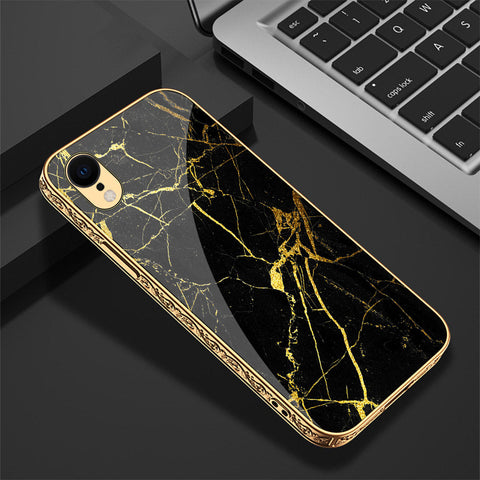iPhone XR Cover - Black Marble Series - Premium Electroplated Shutterproof Case Soft Silicon Borders Case