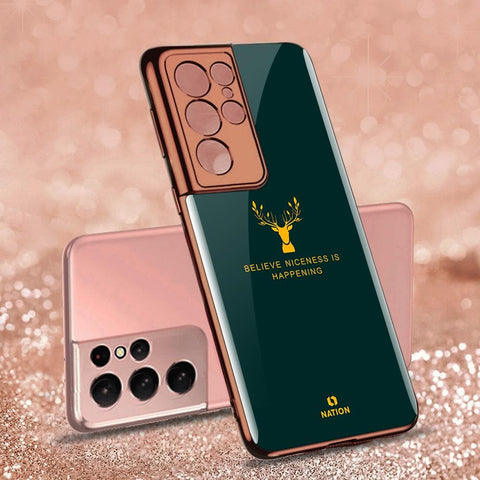 Samsung Galaxy S21 Ultra 5G Cover - Nice Series - D418 - HQ Ultra Shine Premium Infinity Glass Soft Silicon Borders Case ( Fast Delivery )
