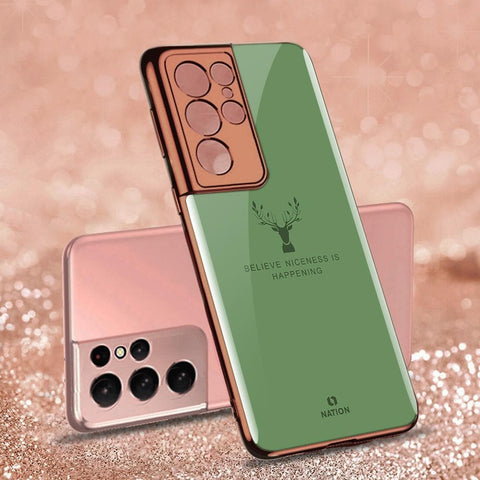 Samsung Galaxy S21 Ultra 5G Cover - Nice Series -D288- HQ Ultra Shine Premium Infinity Glass Soft Silicon Borders Case ( Fast Delivery )