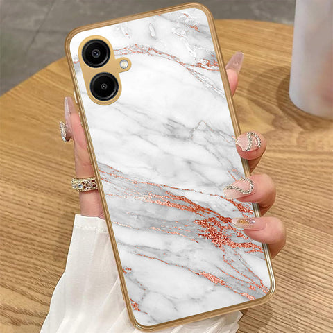 Samsung Galaxy A06 - White Marble Series - HQ Premium Shine Durable Golden Electroplate Case