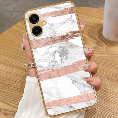 Samsung Galaxy A06 - White Marble Series - HQ Premium Shine Durable Golden Electroplate Case