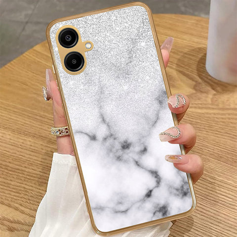 Samsung Galaxy A06 - White Marble Series - HQ Premium Shine Durable Golden Electroplate Case