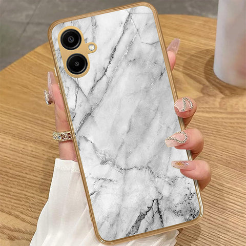 Samsung Galaxy A06 - White Marble Series - HQ Premium Shine Durable Golden Electroplate Case