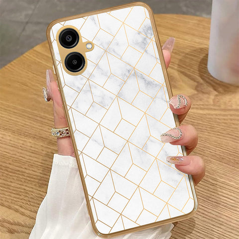 Samsung Galaxy A06 - White Marble Series 2 - HQ Premium Shine Durable Golden Electroplate Case