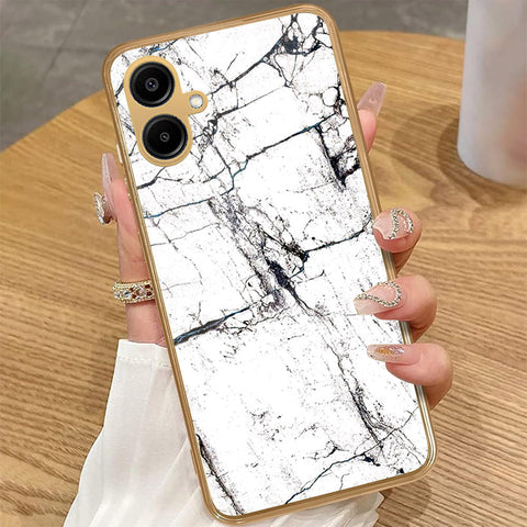 Samsung Galaxy A06 - White Marble Series 2 - HQ Premium Shine Durable Golden Electroplate Case