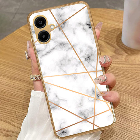 Samsung Galaxy A06 - White Marble Series 2 - HQ Premium Shine Durable Golden Electroplate Case