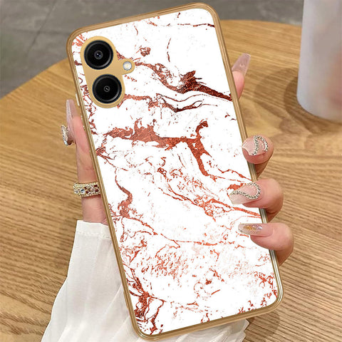 Samsung Galaxy A06 - White Marble Series 2 - HQ Premium Shine Durable Golden Electroplate Case