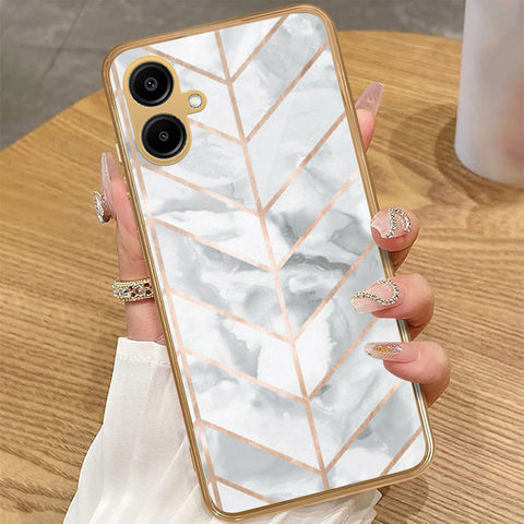 Samsung Galaxy A06 - White Marble Series 2 - HQ Premium Shine Durable Golden Electroplate Case