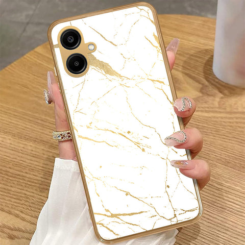 Samsung Galaxy A06 - White Marble Series 2 - HQ Premium Shine Durable Golden Electroplate Case