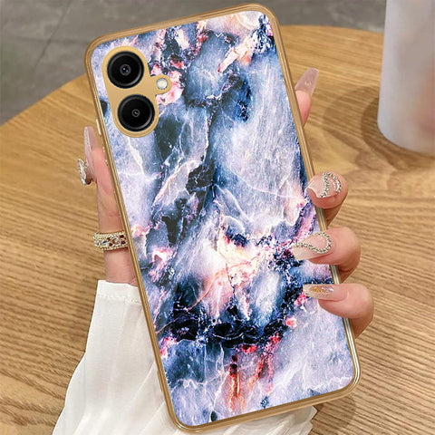Samsung Galaxy A06 - White Marble Series 2 - HQ Premium Shine Durable Golden Electroplate Case