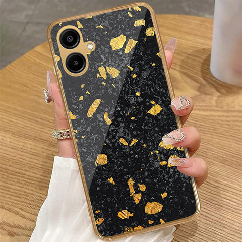 Samsung Galaxy A06 - Black Marble Series - HQ Premium Shine Durable Golden Electroplate Case