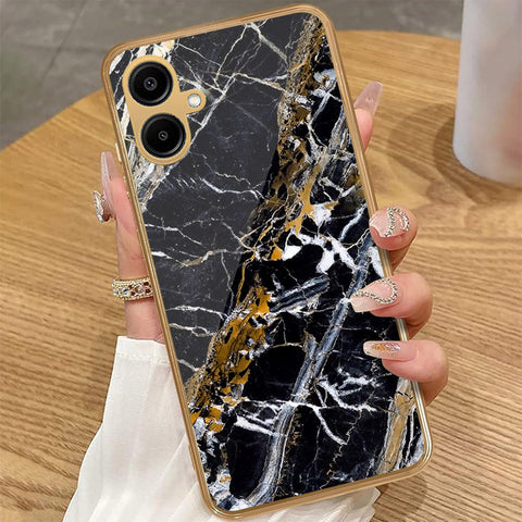 Samsung Galaxy A06 - Black Marble Series - HQ Premium Shine Durable Golden Electroplate Case