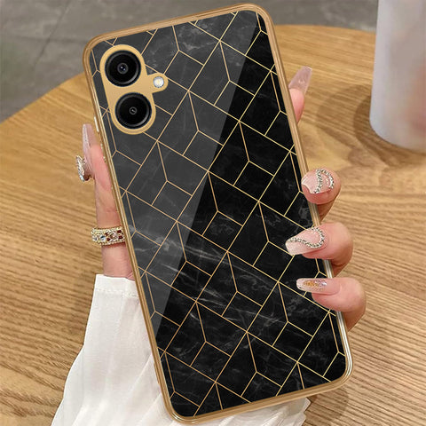 Samsung Galaxy A06 - Black Marble Series - HQ Premium Shine Durable Golden Electroplate Case