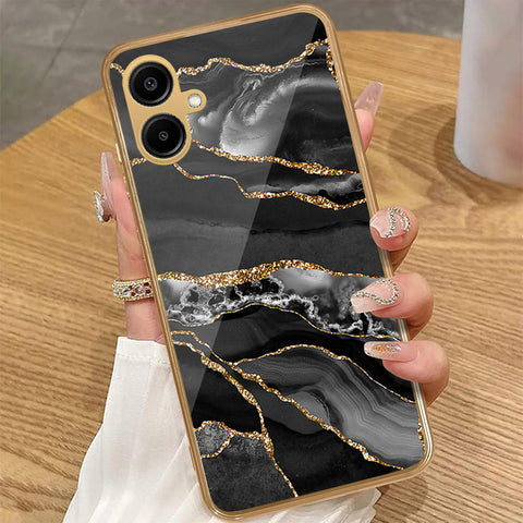 Samsung Galaxy A06 - Black Marble Series - HQ Premium Shine Durable Golden Electroplate Case