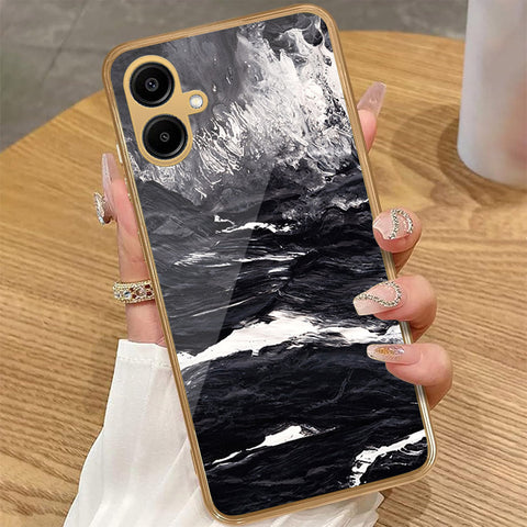 Samsung Galaxy A06 - Black Marble Series - HQ Premium Shine Durable Golden Electroplate Case