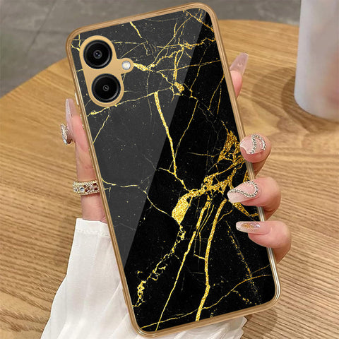 Samsung Galaxy A06 - Black Marble Series - HQ Premium Shine Durable Golden Electroplate Case