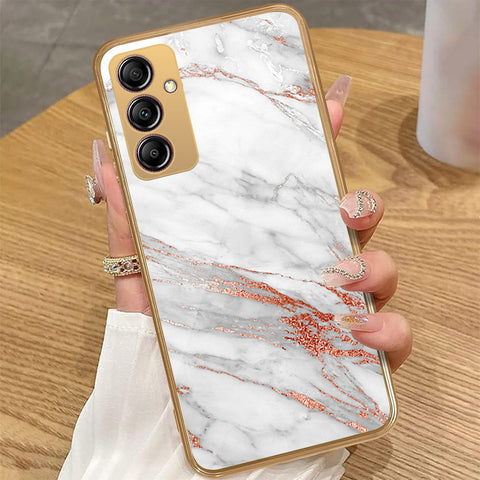 Samsung Galaxy A14 5G - White Marble Series - HQ Premium Shine Durable Golden Electroplate Case