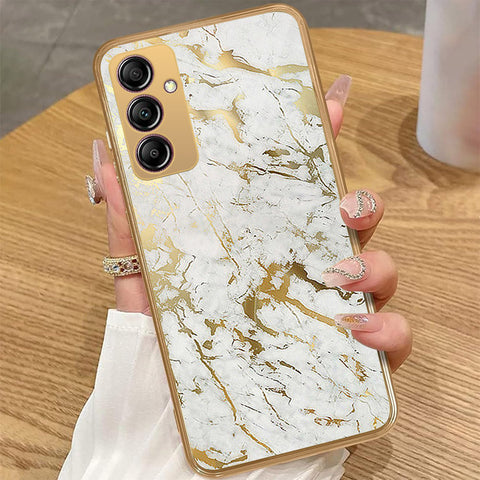 Samsung Galaxy A14 5G - White Marble Series - HQ Premium Shine Durable Golden Electroplate Case