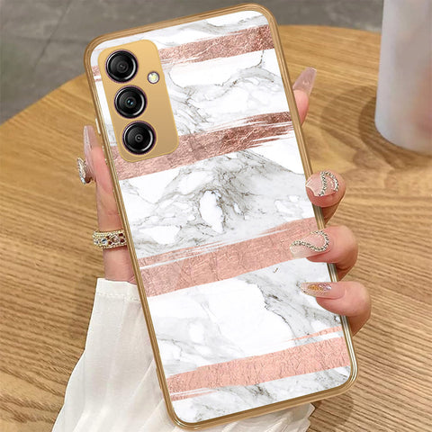 Samsung Galaxy A14 - White Marble Series - HQ Premium Shine Durable Golden Electroplate Case