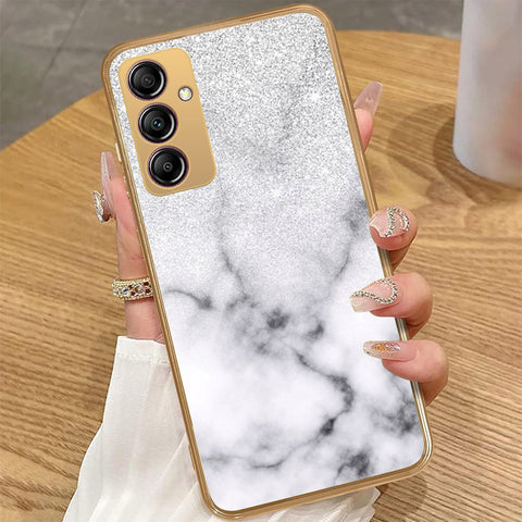 Samsung Galaxy A14 5G - White Marble Series - HQ Premium Shine Durable Golden Electroplate Case