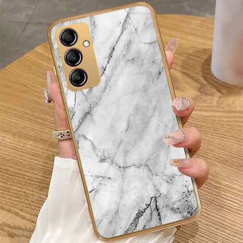 Samsung Galaxy A14 - White Marble Series - HQ Premium Shine Durable Golden Electroplate Case