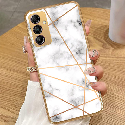 Samsung Galaxy A14 5G - White Marble Series 2 - HQ Premium Shine Durable Golden Electroplate Case