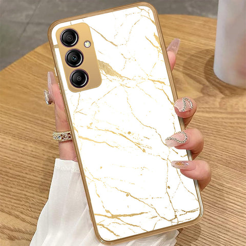 Samsung Galaxy A14 5G - White Marble Series 2 - HQ Premium Shine Durable Golden Electroplate Case