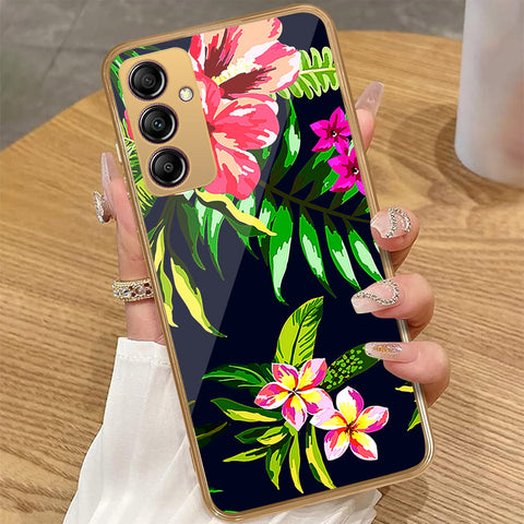 Samsung Galaxy A14 - Floral Series - HQ Premium Shine Durable Golden Electroplate Case