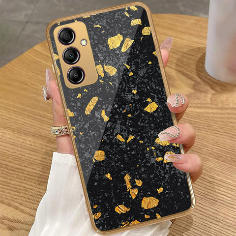 Samsung Galaxy A14 - Black Marble Series - HQ Premium Shine Durable Golden Electroplate Case