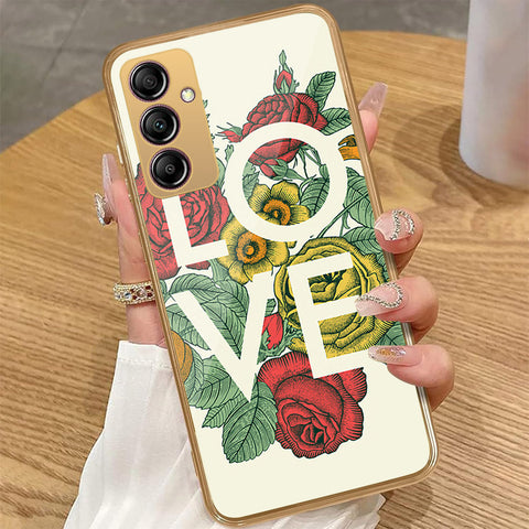 Samsung Galaxy A14 - Floral Series 2 - HQ Premium Shine Durable Golden Electroplate Case