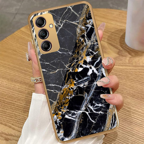 Samsung Galaxy A14 5G - Black Marble Series - HQ Premium Shine Durable Golden Electroplate Case