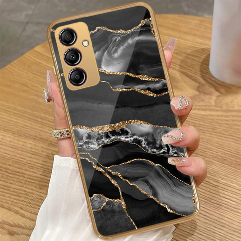 Samsung Galaxy A14 - Black Marble Series - HQ Premium Shine Durable Golden Electroplate Case