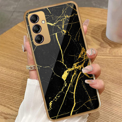 Samsung Galaxy A14 - Black Marble Series - HQ Premium Shine Durable Golden Electroplate Case
