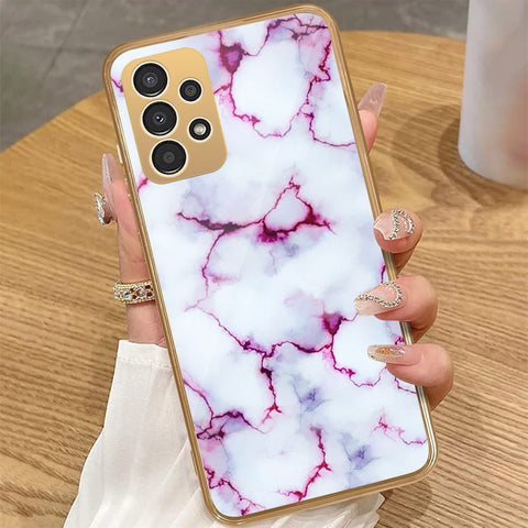 Samsung Galaxy A72 - White Marble Series - HQ Premium Shine Durable Golden Electroplate Case