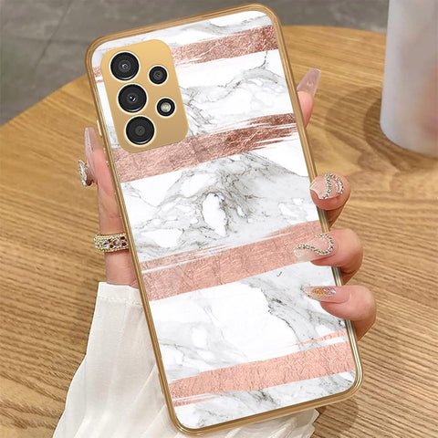 Samsung Galaxy A32 - White Marble Series - HQ Premium Shine Durable Golden Electroplate Case