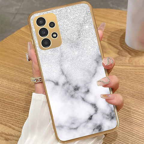 Samsung Galaxy A13 - White Marble Series - HQ Premium Shine Durable Golden Electroplate Case