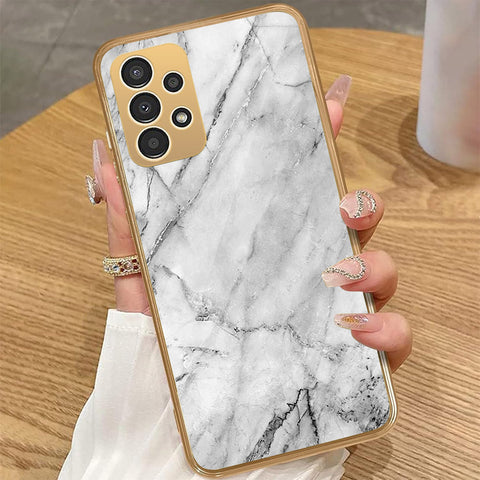 Samsung Galaxy A33 5G - White Marble Series - HQ Premium Shine Durable Golden Electroplate Case