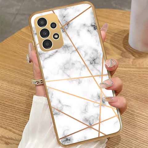 Samsung Galaxy A53 5G - White Marble Series 2 - HQ Premium Shine Durable Golden Electroplate Case