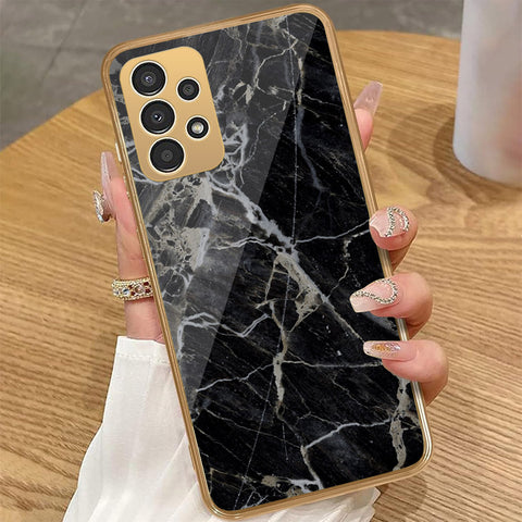 Samsung Galaxy A33 5G - Black Marble Series - HQ Premium Shine Durable Golden Electroplate Case