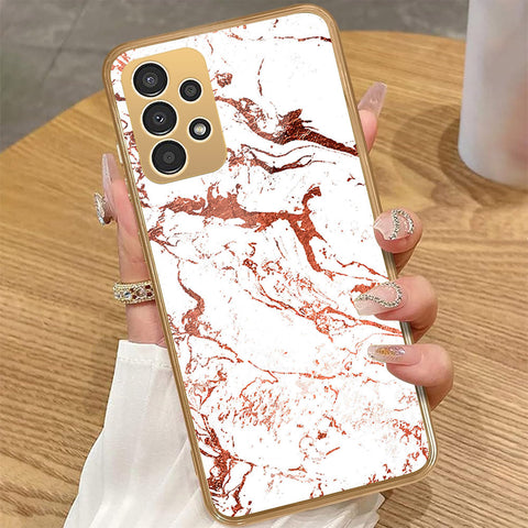 Samsung Galaxy A33 5G - White Marble Series 2 - HQ Premium Shine Durable Golden Electroplate Case