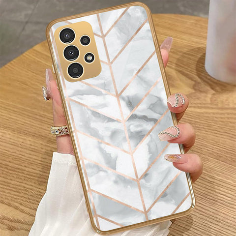Samsung Galaxy A72 - White Marble Series 2 - HQ Premium Shine Durable Golden Electroplate Case