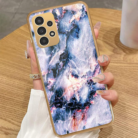Samsung Galaxy A23 5G - White Marble Series 2 - HQ Premium Shine Durable Golden Electroplate Case